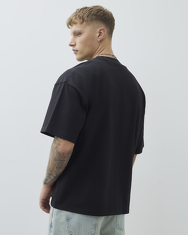River Island Black Oversized Fit T-Shirt