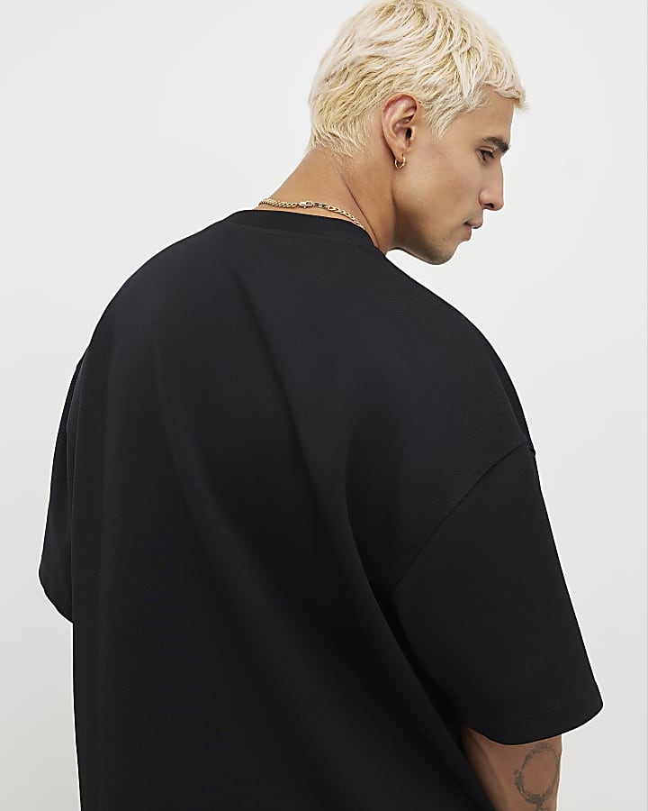 River Island Black Oversized Fit T-Shirt