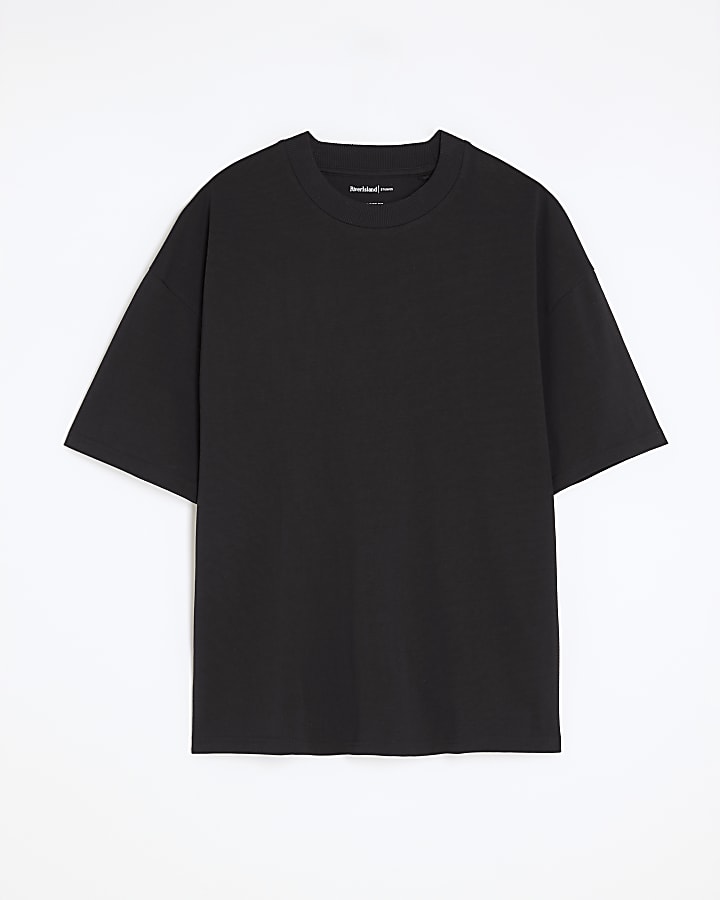 river island Black Oversized Fit T-Shirt