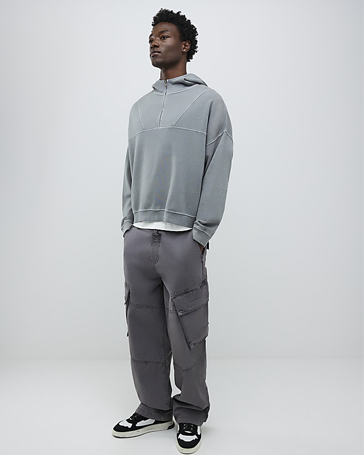 River Island Black Oversized Fit Washed Hoodie