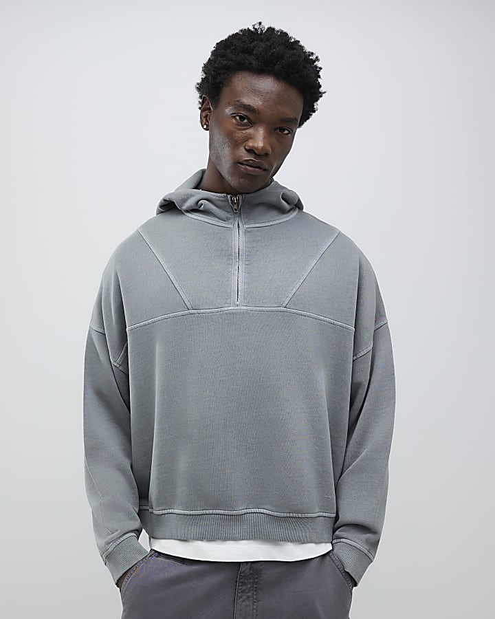 River Island Black Oversized Fit Washed Hoodie