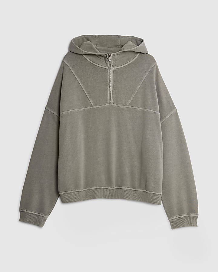 river island Black Oversized Fit Washed Hoodie