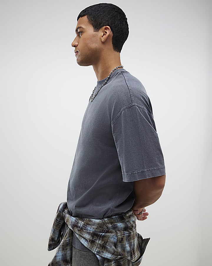 River Island Black Oversized Fit Washed T-Shirt