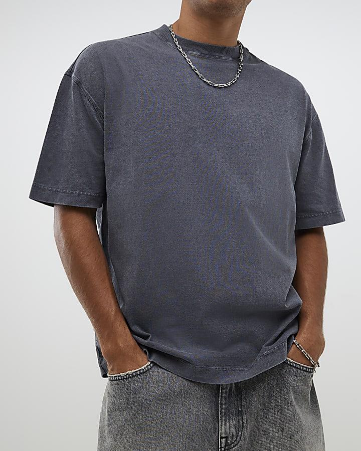 River Island Black Oversized Fit Washed T-Shirt