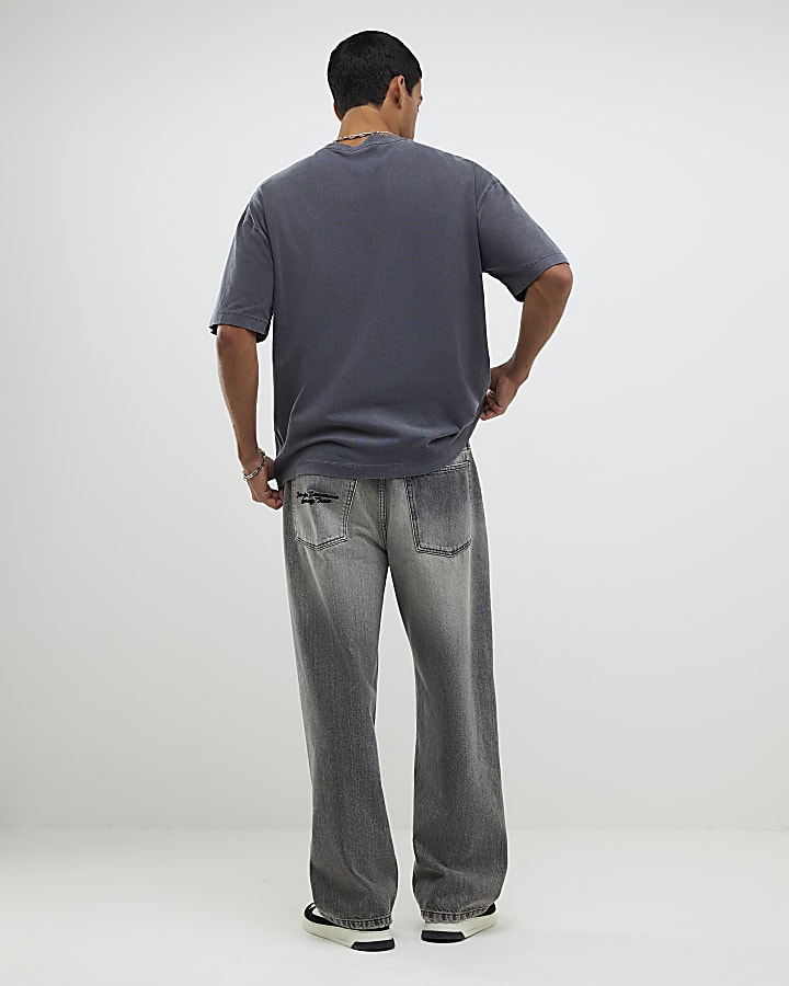 River Island Black Oversized Fit Washed T-Shirt