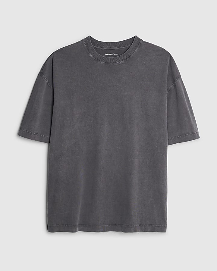 river island Black Oversized Fit Washed T-Shirt