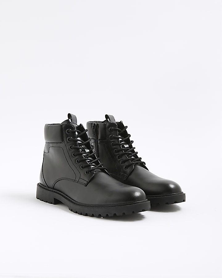 River Island Black Padded Lace Up Boots