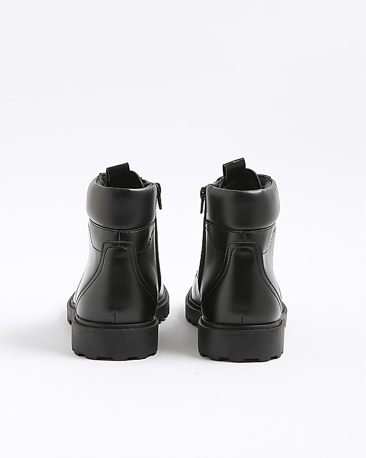 River Island Black Padded Lace Up Boots