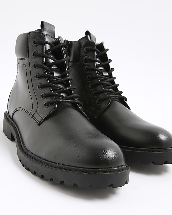 River Island Black Padded Lace Up Boots