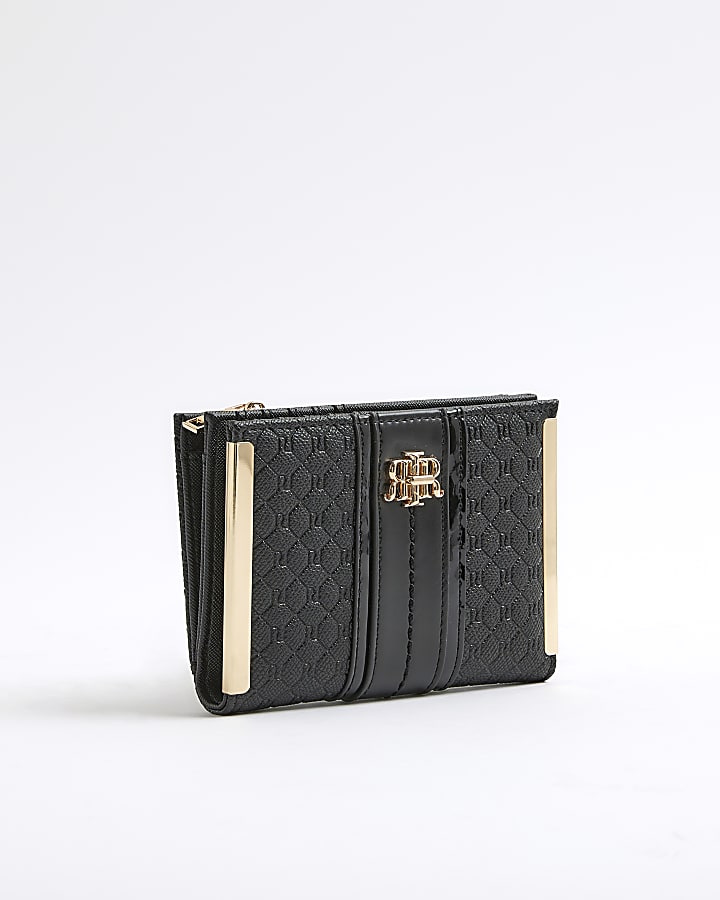 River Island Black Panelled Monogram Purse
