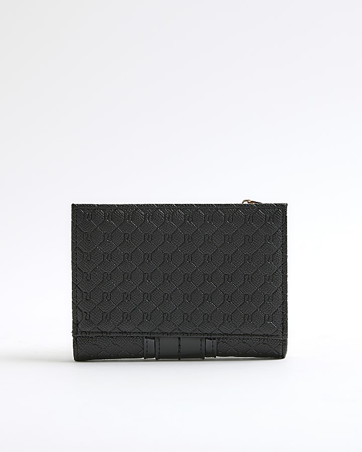 River Island Black Panelled Monogram Purse