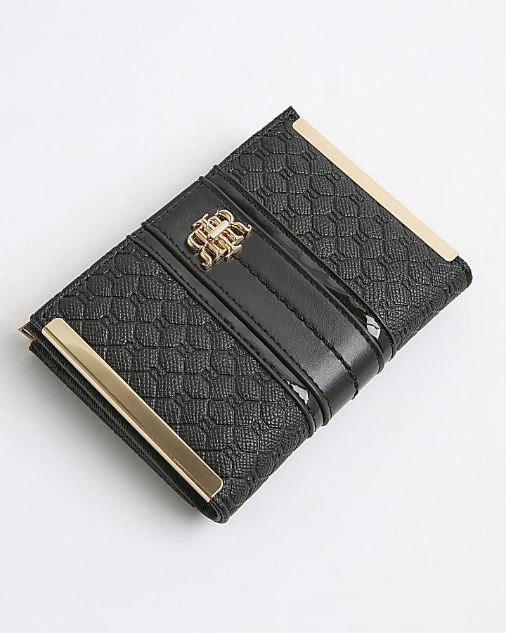 River Island Black Panelled Monogram Purse