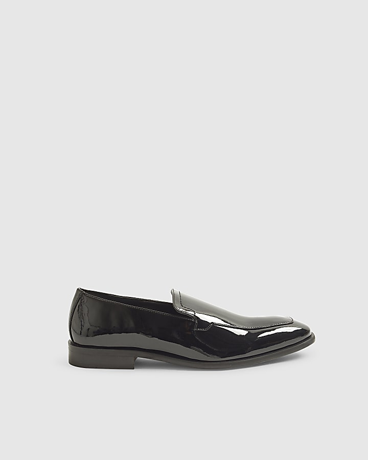 River Island Black Patent Saddle Loafers