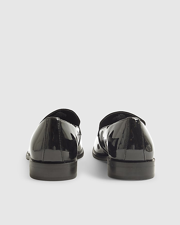 River Island Black Patent Saddle Loafers