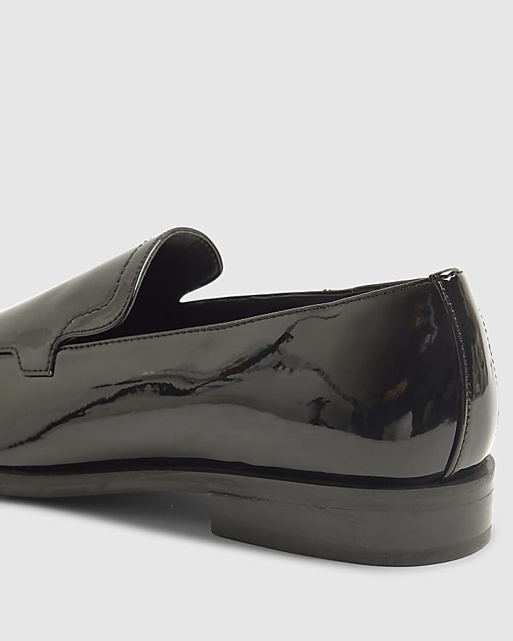 River Island Black Patent Saddle Loafers