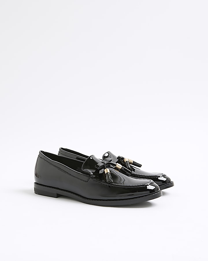 River Island Black Patent Tassel Loafers