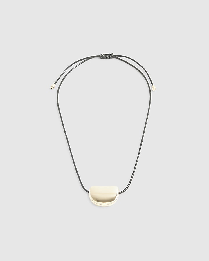 River Island Black Pebble Corduroy Necklace