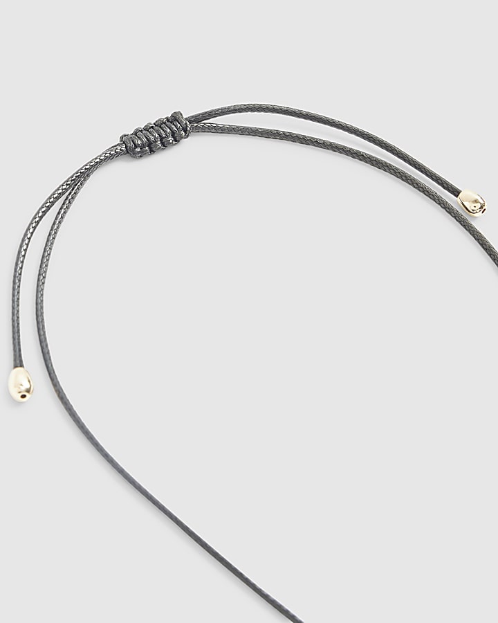river island Black Pebble Corduroy Necklace