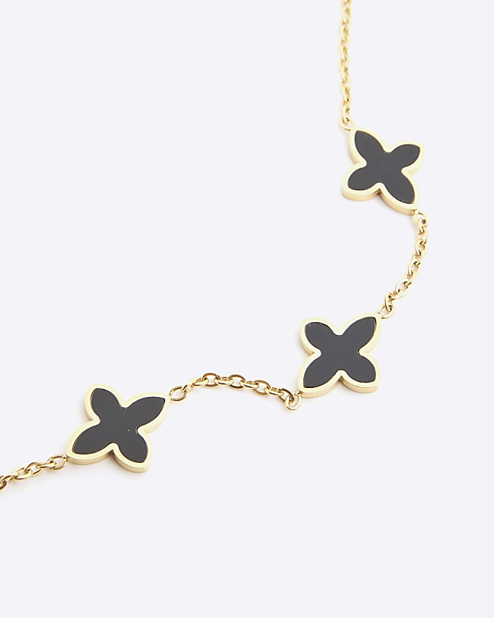 River Island Black Petal Charm Bracelet