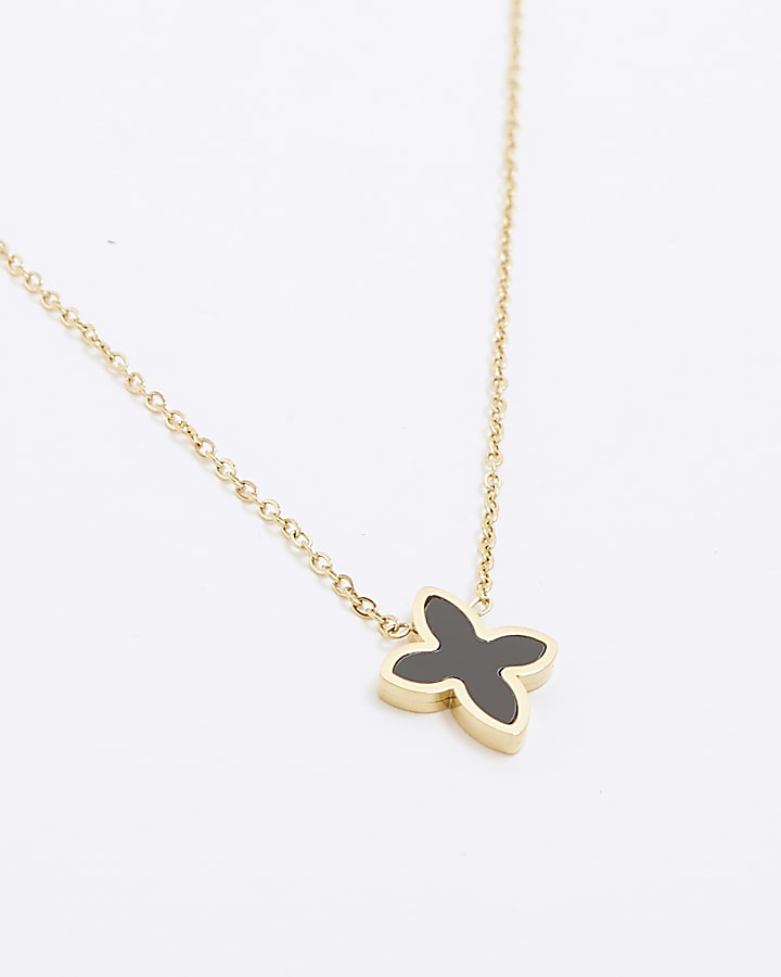 River Island Black Petal Earring And Necklace Set