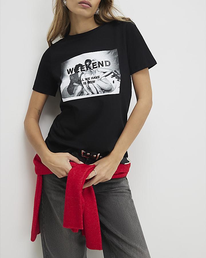 River Island Black Photographic T-Shirt