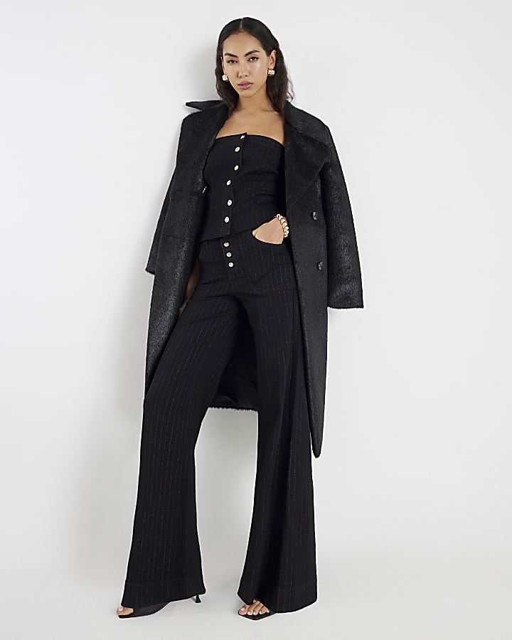River Island Black Pinstripe Palazzo Jeans