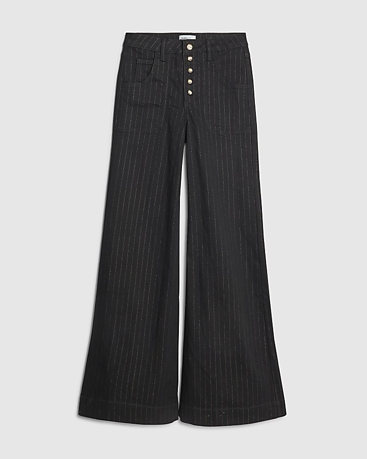 river island Black Pinstripe Palazzo Jeans