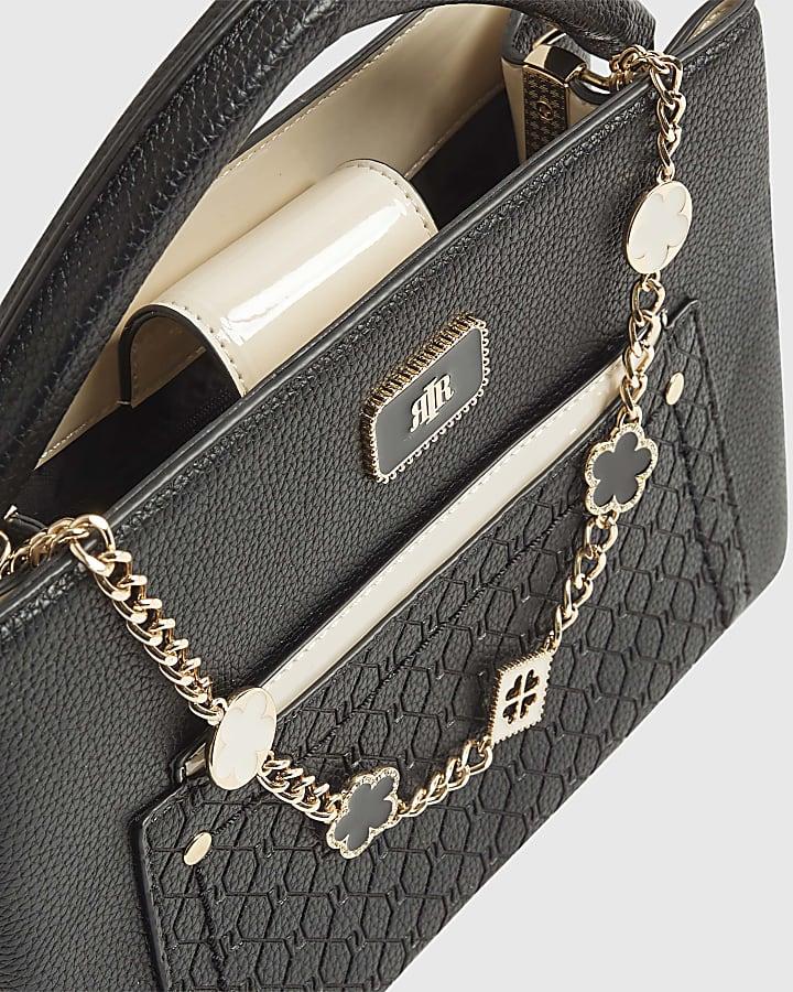 River Island Black Pocket Front Charm Tote Bag
