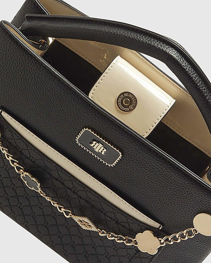 river island Black Pocket Front Charm Tote Bag