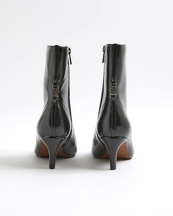 River Island Black Point Toe Kitten Heel Boots