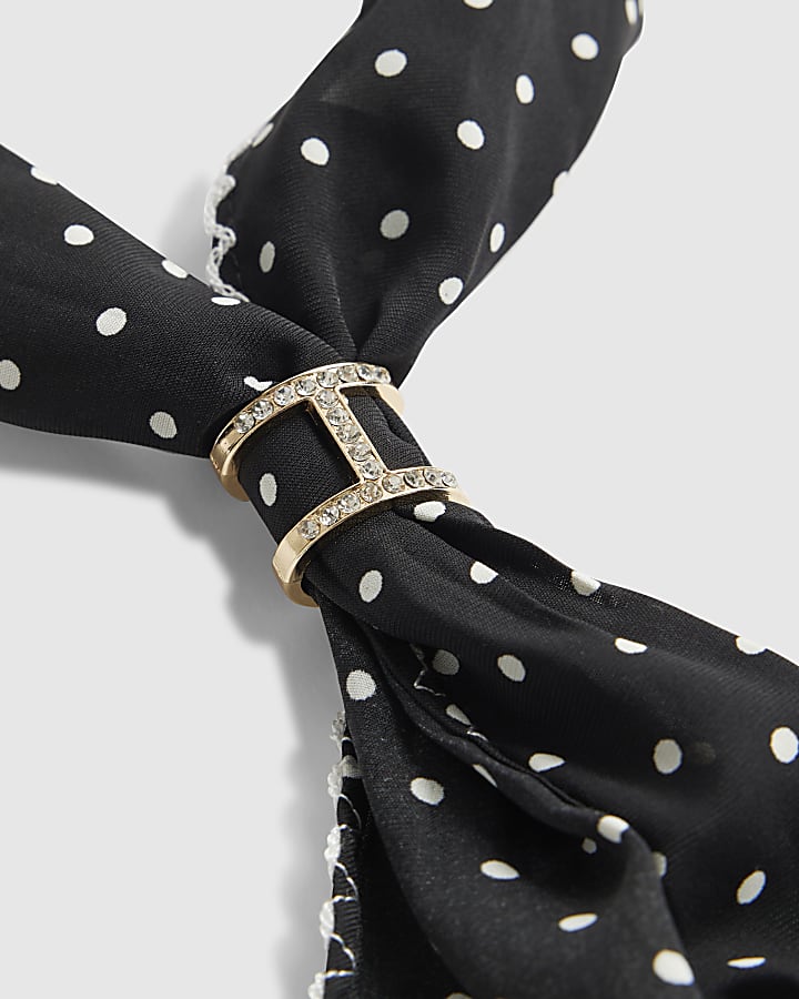 river island Black Polka Dot Neck Scarf