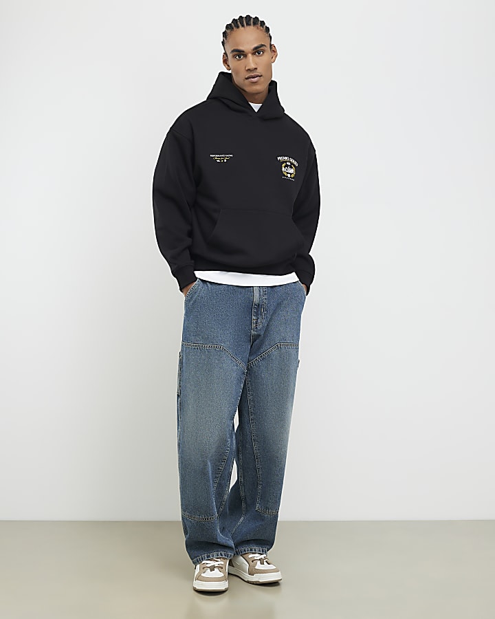 River Island Black Premio Series Racing Hoodie