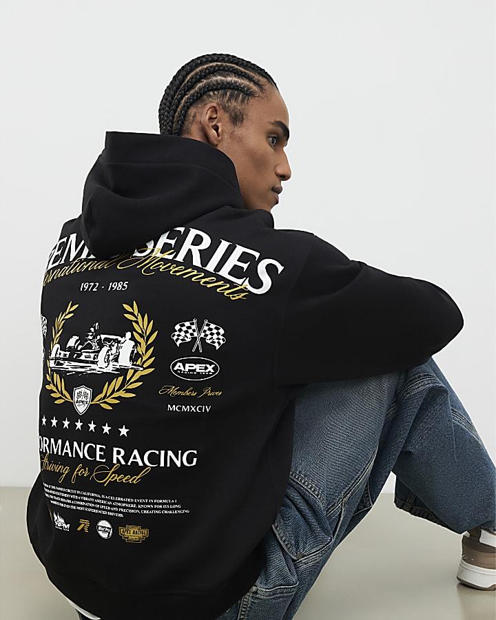River Island Black Premio Series Racing Hoodie