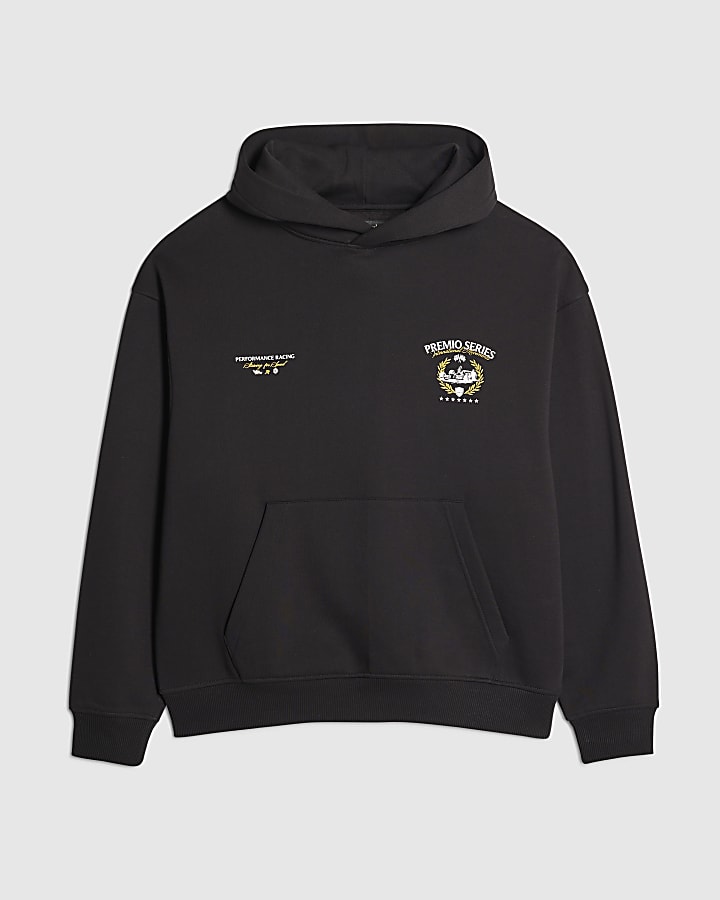 river island Black Premio Series Racing Hoodie