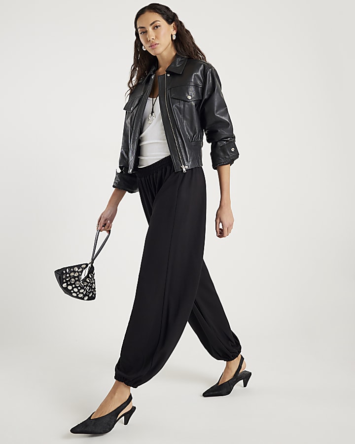 River Island Black Premium Balloon Leg Trousers