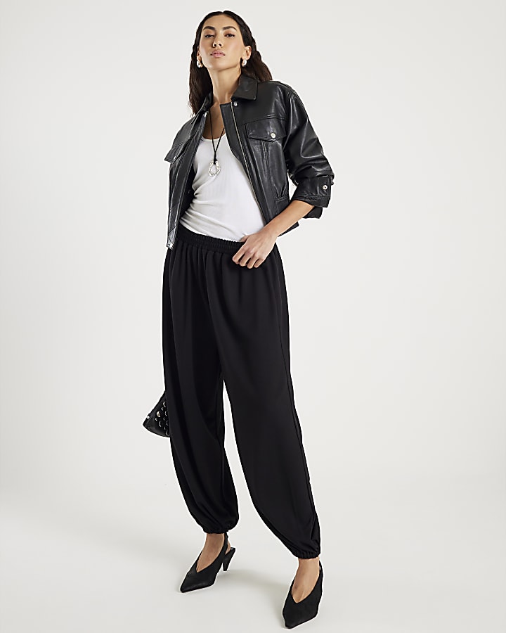 River Island Black Premium Balloon Leg Trousers