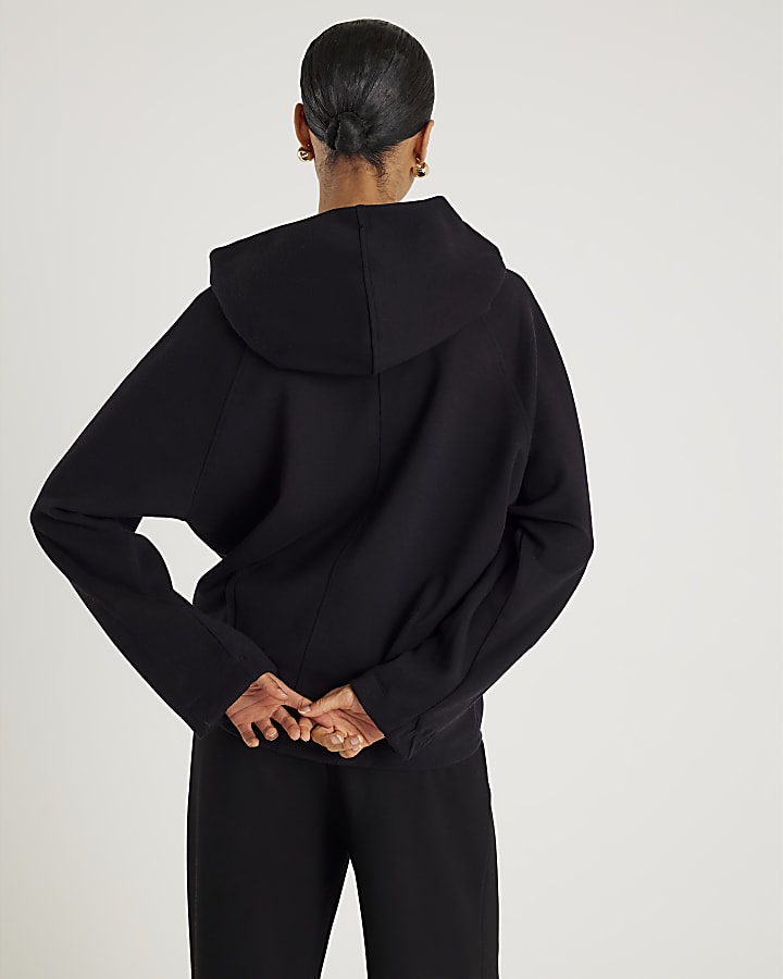River Island Black Premium Long Sleeve Hoodie
