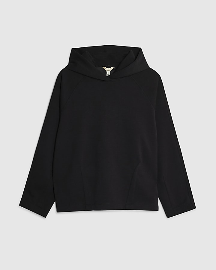 river island Black Premium Long Sleeve Hoodie