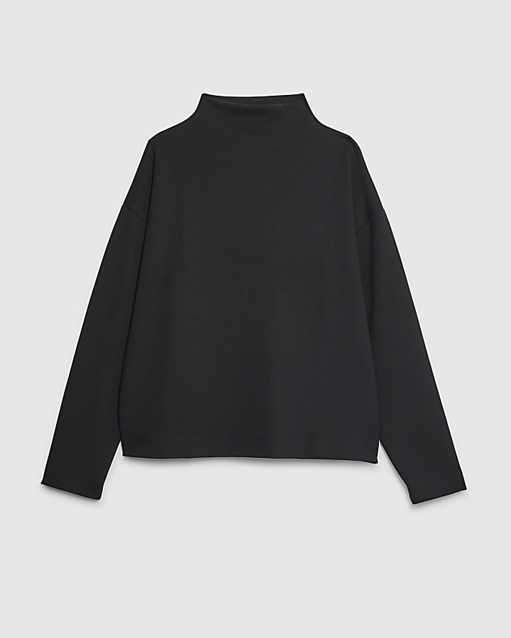 river island Black Premium Long Sleeve Top