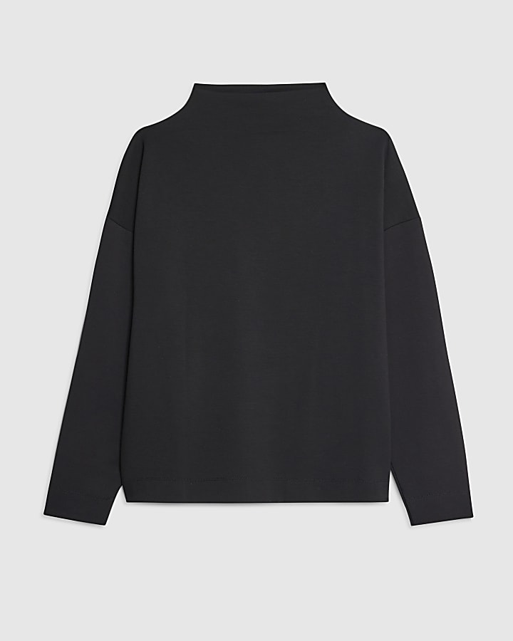 river island Black Premium Long Sleeve Top