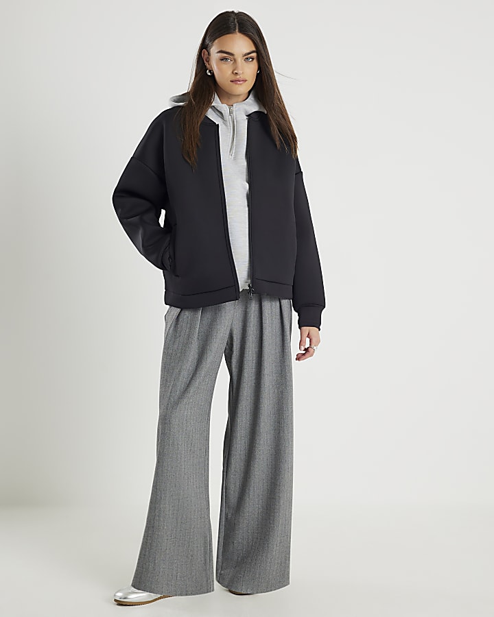 River Island Black Premium Long Sleeve Zip Jacket