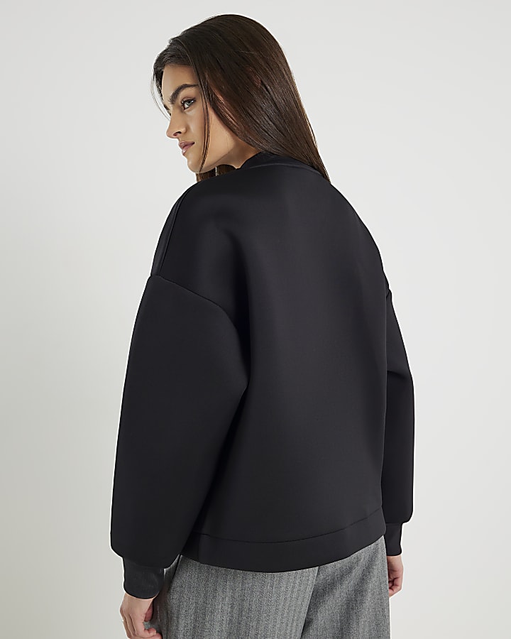 River Island Black Premium Long Sleeve Zip Jacket