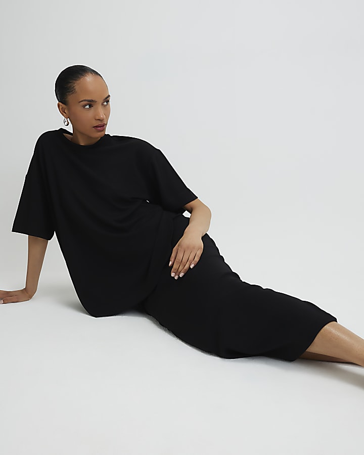 River Island Black Premium Maxi Skirt