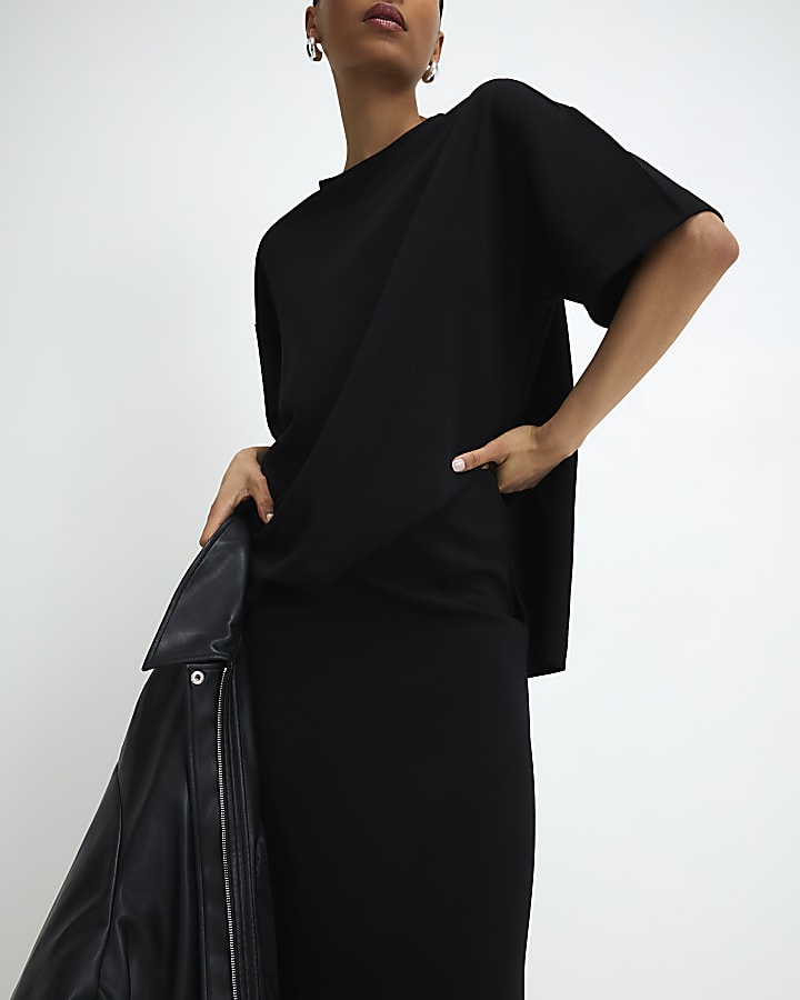River Island Black Premium Maxi Skirt