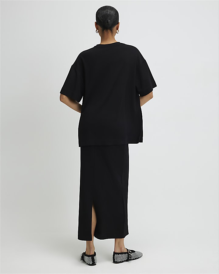River Island Black Premium Maxi Skirt