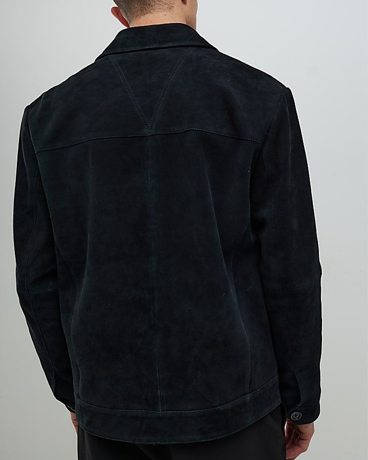 River Island Black Premium Suede Western Jacket
