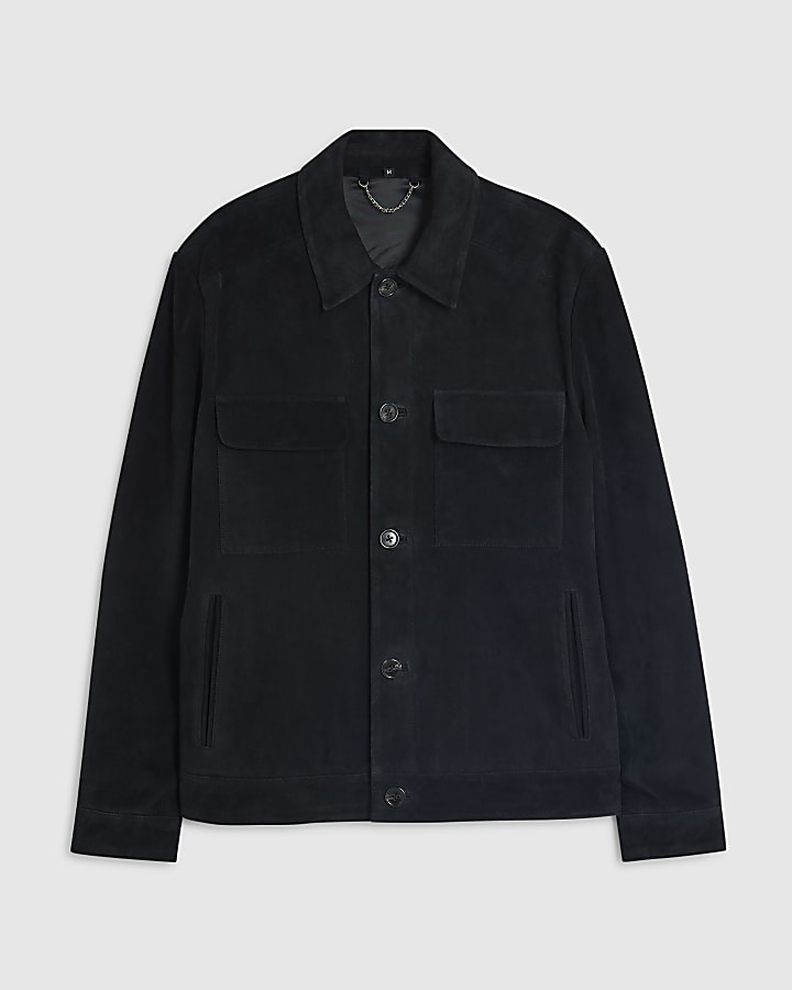 river island Black Premium Suede Western Jacket