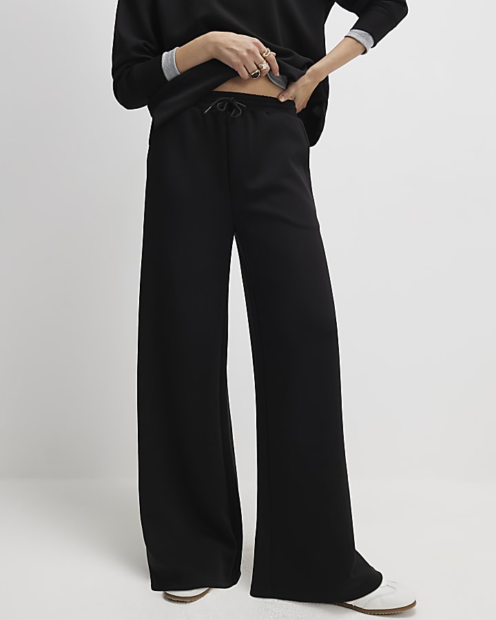 River Island Black Premium Wide Leg Joggers