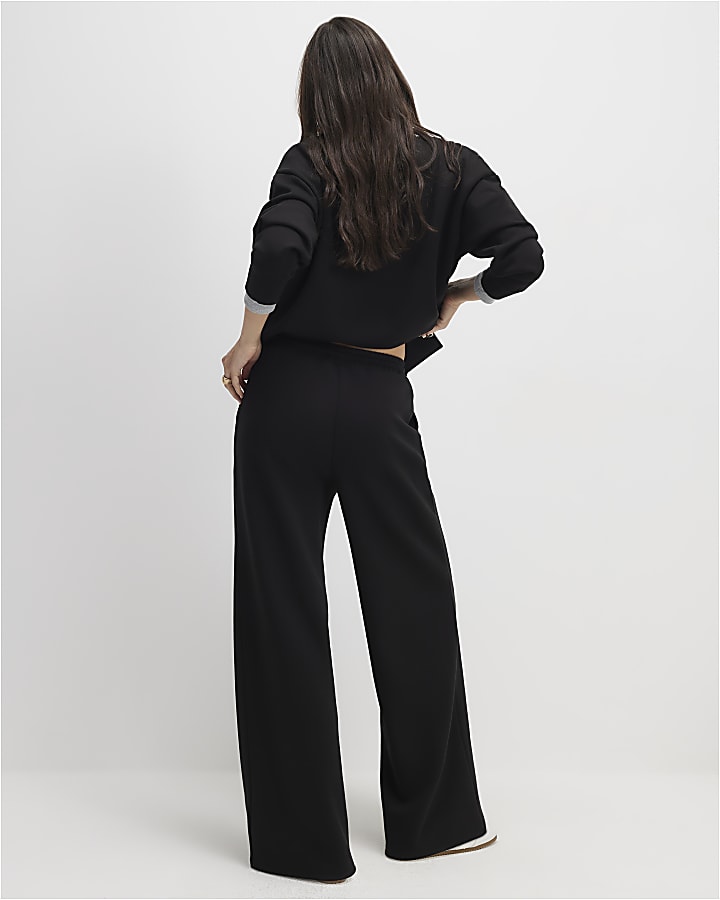 river island Black Premium Wide Leg Joggers