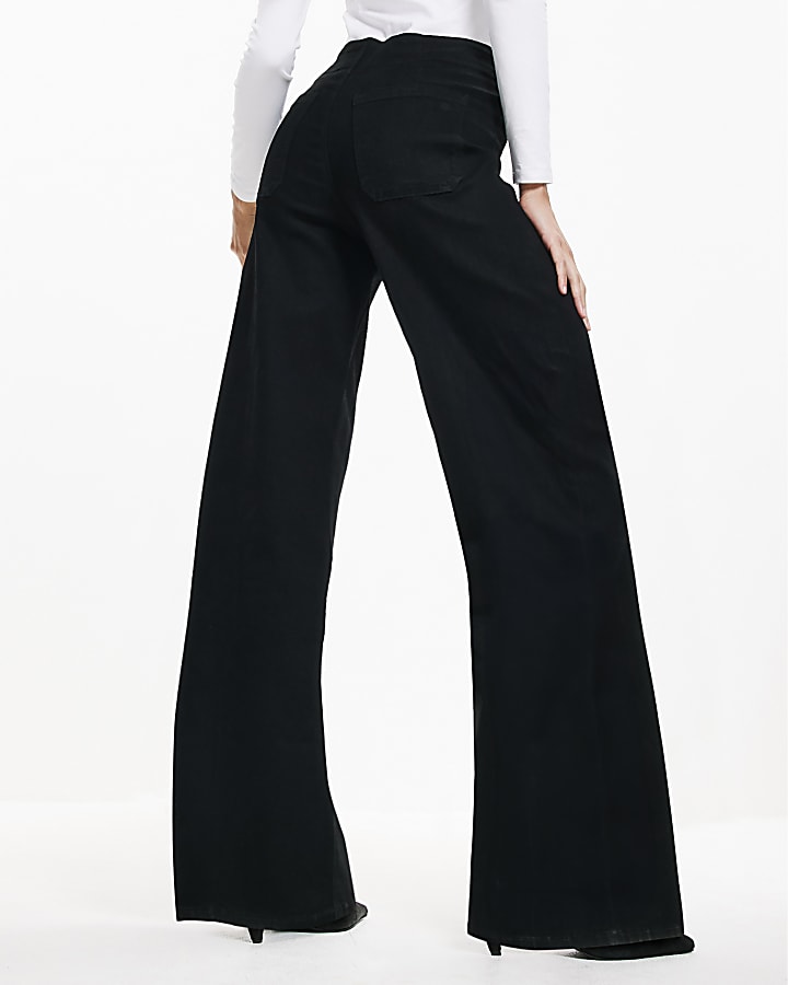 River Island Black Pull-On Sculpt Palazzo Jeans